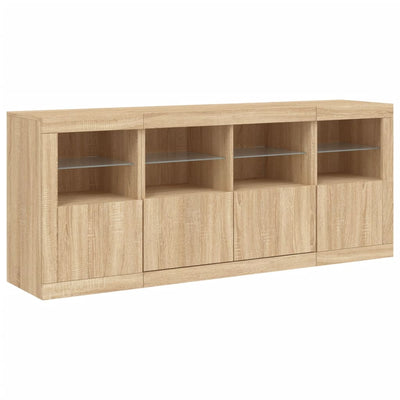 Senkki LED-valoilla Sonoma-tammi 163x37x67 cm