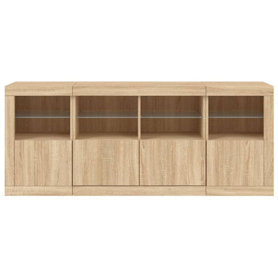 Senkki LED-valoilla Sonoma-tammi 163x37x67 cm