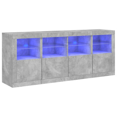 Senkki LED-valoilla betoninharmaa 163x37x67 cm