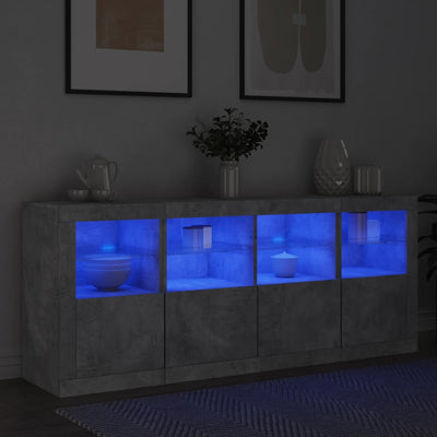 Senkki LED-valoilla betoninharmaa 163x37x67 cm