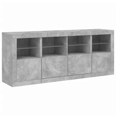 Senkki LED-valoilla betoninharmaa 163x37x67 cm