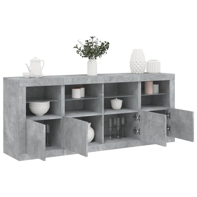 Senkki LED-valoilla betoninharmaa 163x37x67 cm