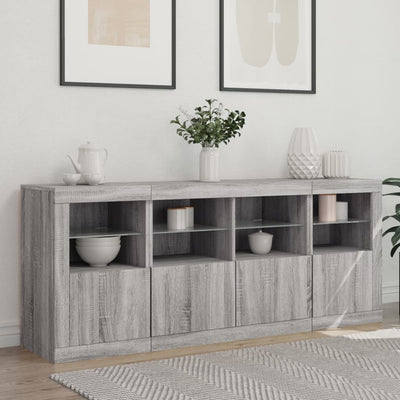 Senkki LED-valoilla harmaa Sonoma 163x37x67 cm