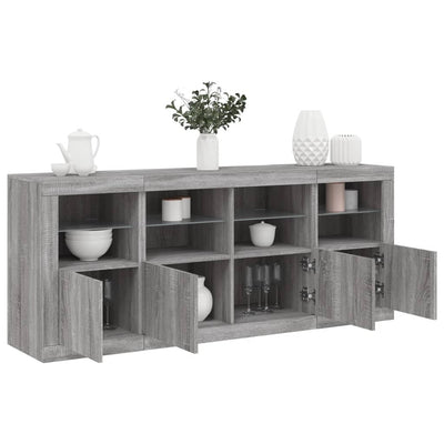 Senkki LED-valoilla harmaa Sonoma 163x37x67 cm