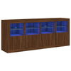Senkki LED-valoilla ruskea tammi 163x37x67 cm