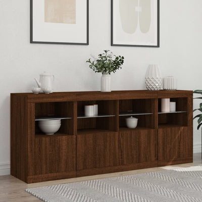 Senkki LED-valoilla ruskea tammi 163x37x67 cm