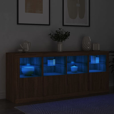 Senkki LED-valoilla ruskea tammi 163x37x67 cm