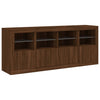 Senkki LED-valoilla ruskea tammi 163x37x67 cm