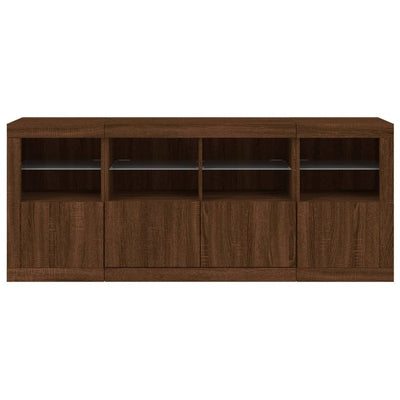 Senkki LED-valoilla ruskea tammi 163x37x67 cm