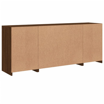 Senkki LED-valoilla ruskea tammi 163x37x67 cm