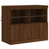 Senkki LED-valoilla ruskea tammi 163x37x67 cm