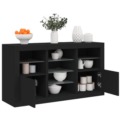 Senkki LED-valoilla musta 123x37x67 cm