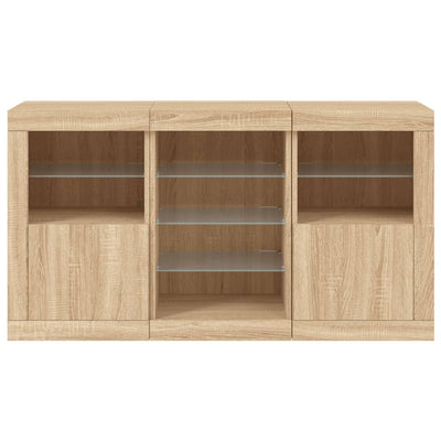 Senkki LED-valoilla Sonoma-tammi 123x37x67 cm