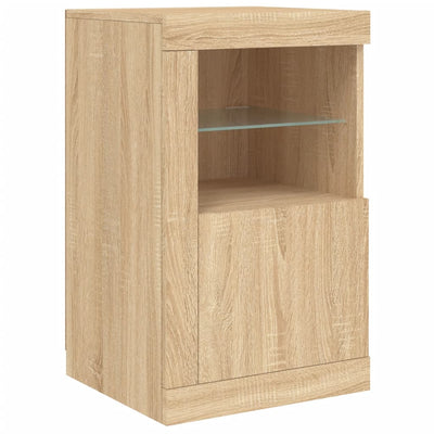 Senkki LED-valoilla Sonoma-tammi 123x37x67 cm