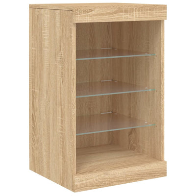 Senkki LED-valoilla Sonoma-tammi 123x37x67 cm