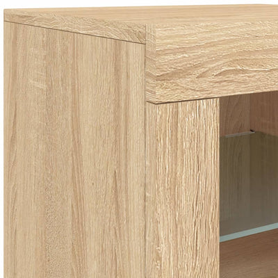 Senkki LED-valoilla Sonoma-tammi 123x37x67 cm