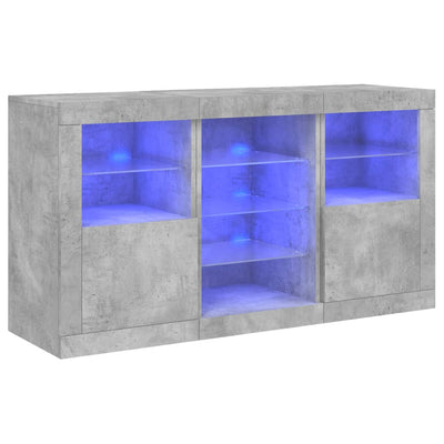 Senkki LED-valoilla betoninharmaa 123x37x67 cm
