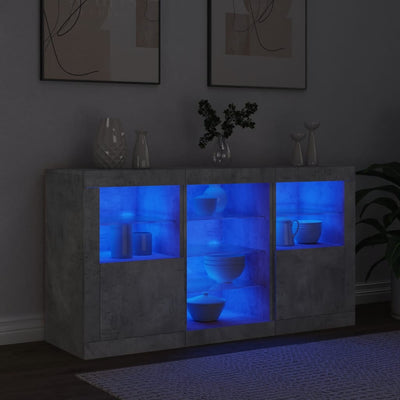 Senkki LED-valoilla betoninharmaa 123x37x67 cm