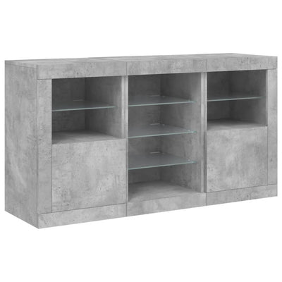 Senkki LED-valoilla betoninharmaa 123x37x67 cm