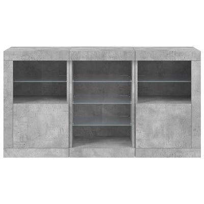 Senkki LED-valoilla betoninharmaa 123x37x67 cm