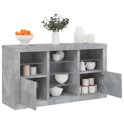 Senkki LED-valoilla betoninharmaa 123x37x67 cm