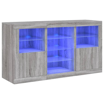 Senkki LED-valoilla harmaa Sonoma 123x37x67 cm