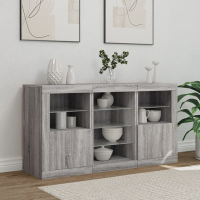 Senkki LED-valoilla harmaa Sonoma 123x37x67 cm