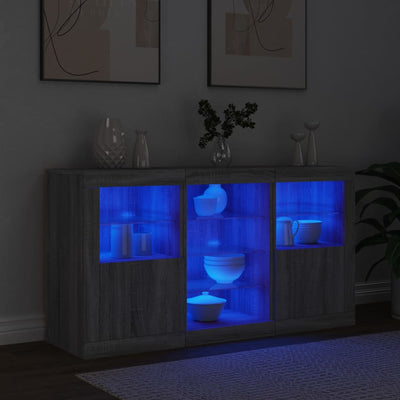 Senkki LED-valoilla harmaa Sonoma 123x37x67 cm