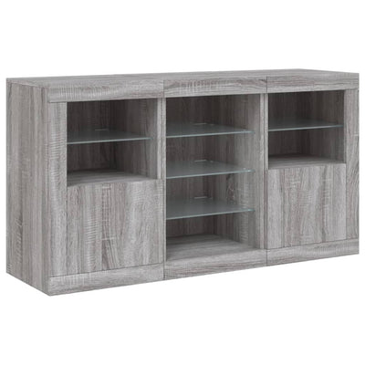Senkki LED-valoilla harmaa Sonoma 123x37x67 cm