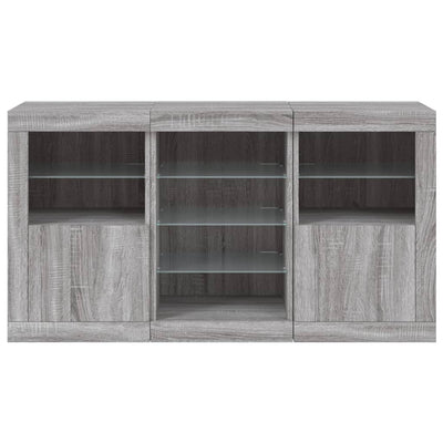 Senkki LED-valoilla harmaa Sonoma 123x37x67 cm