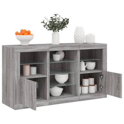 Senkki LED-valoilla harmaa Sonoma 123x37x67 cm