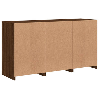 Senkki LED-valoilla ruskea tammi 123x37x67 cm