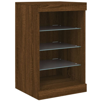 Senkki LED-valoilla ruskea tammi 123x37x67 cm