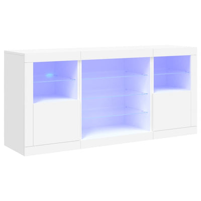 Valkoinen senkki led-valoilla Anghe 142,5x37x67cm