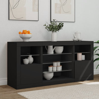 Senkki LED-valoilla musta 142,5x37x67 cm