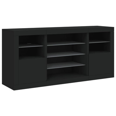 Senkki LED-valoilla musta 142,5x37x67 cm