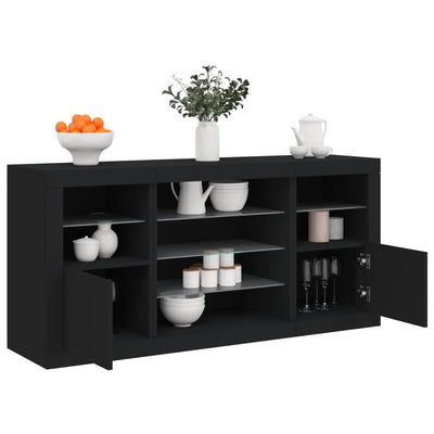 Senkki LED-valoilla musta 142,5x37x67 cm