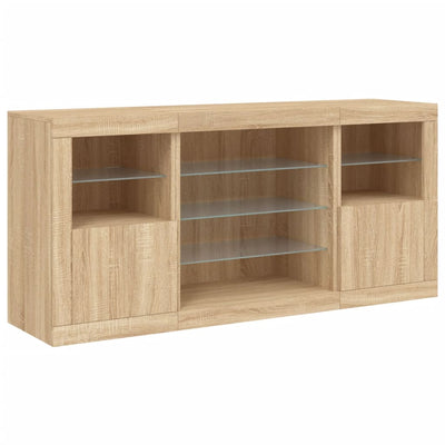 Senkki LED-valoilla Sonoma-tammi 142,5x37x67 cm