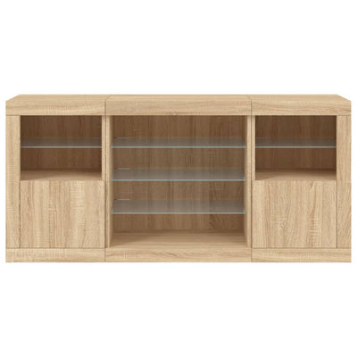 Senkki LED-valoilla Sonoma-tammi 142,5x37x67 cm