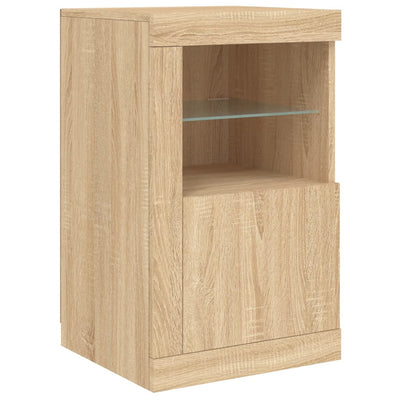 Senkki LED-valoilla Sonoma-tammi 142,5x37x67 cm