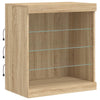 Senkki LED-valoilla Sonoma-tammi 142,5x37x67 cm