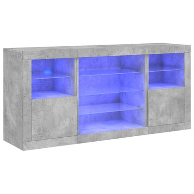 Senkki LED-valoilla betoninharmaa 142,5x37x67 cm