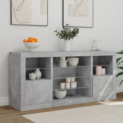 Senkki LED-valoilla betoninharmaa 142,5x37x67 cm