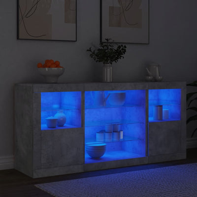 Senkki LED-valoilla betoninharmaa 142,5x37x67 cm