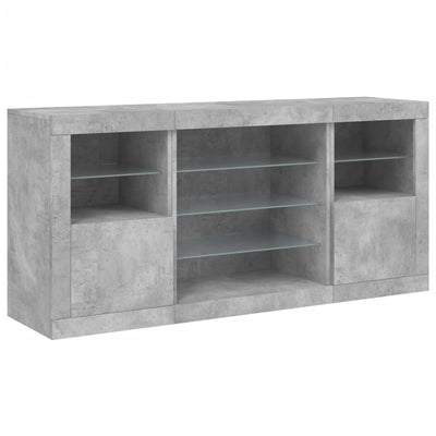 Senkki LED-valoilla betoninharmaa 142,5x37x67 cm