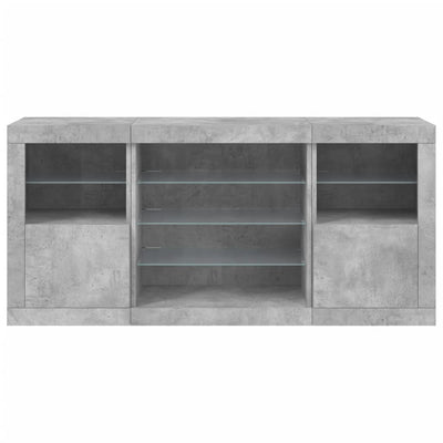 Senkki LED-valoilla betoninharmaa 142,5x37x67 cm