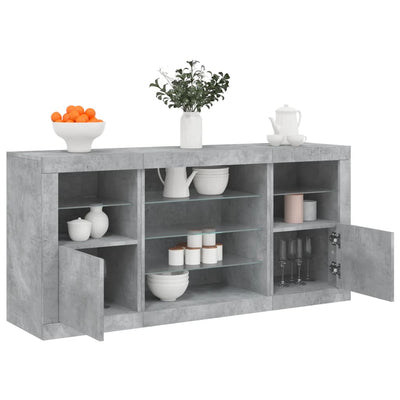 Senkki LED-valoilla betoninharmaa 142,5x37x67 cm
