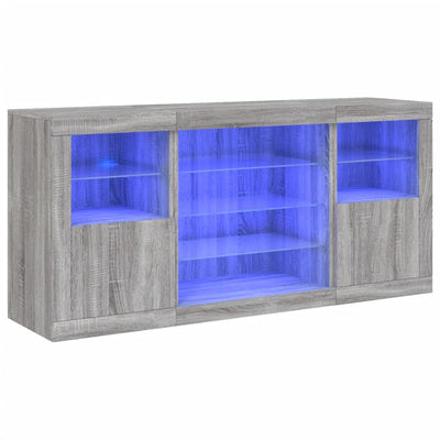 Senkki LED-valoilla harmaa Sonoma 142,5x37x67 cm