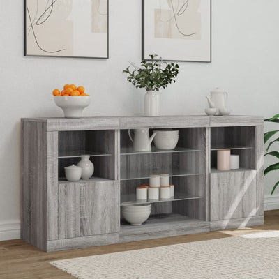 Senkki LED-valoilla harmaa Sonoma 142,5x37x67 cm
