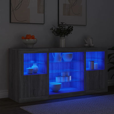 Senkki LED-valoilla harmaa Sonoma 142,5x37x67 cm